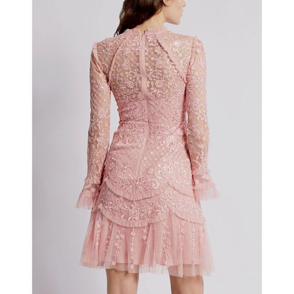 Needle & Thread Marigold Rose Mini Dress Desert Pink Size 6 NWT - Picture 6 of 12